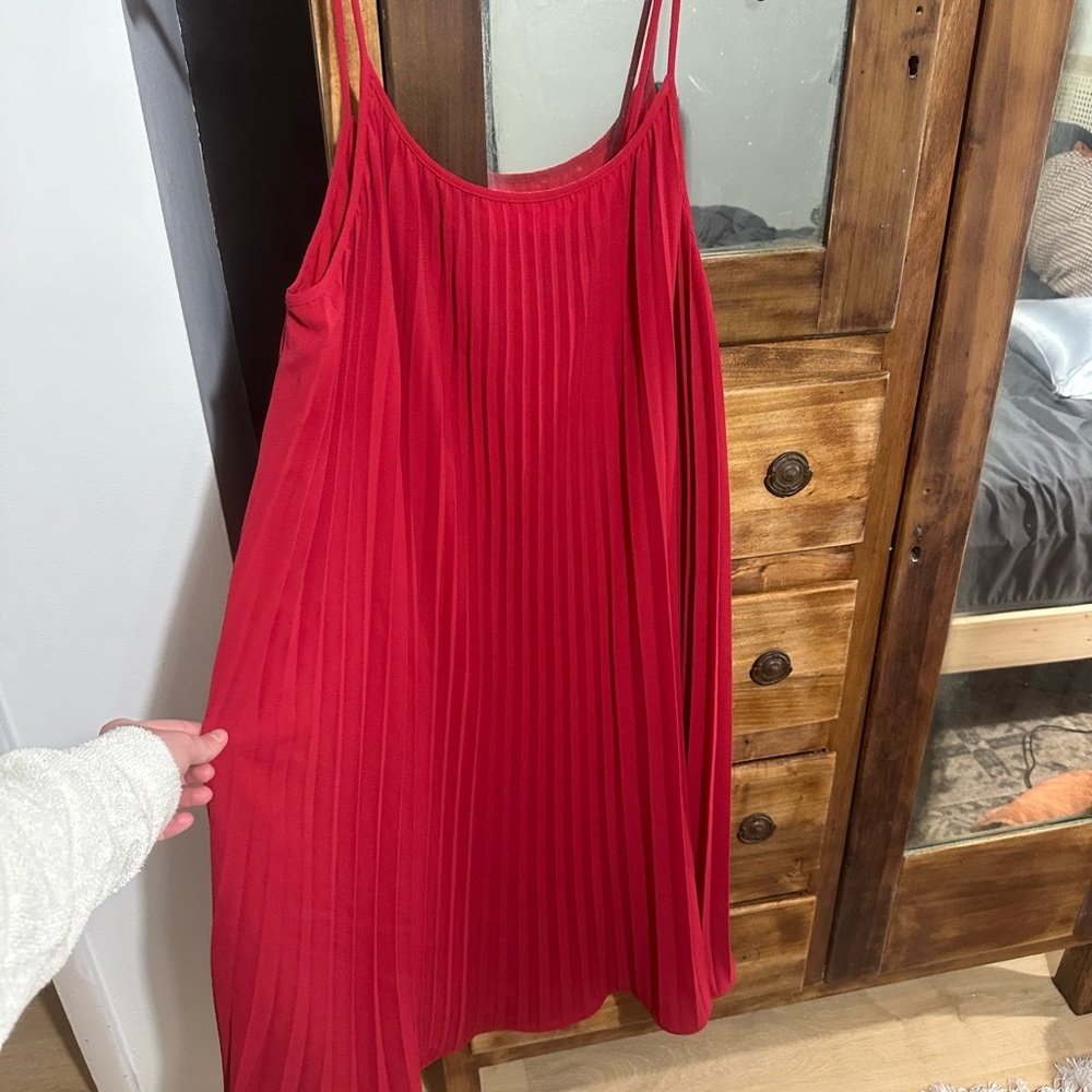 Red Pleated Dress